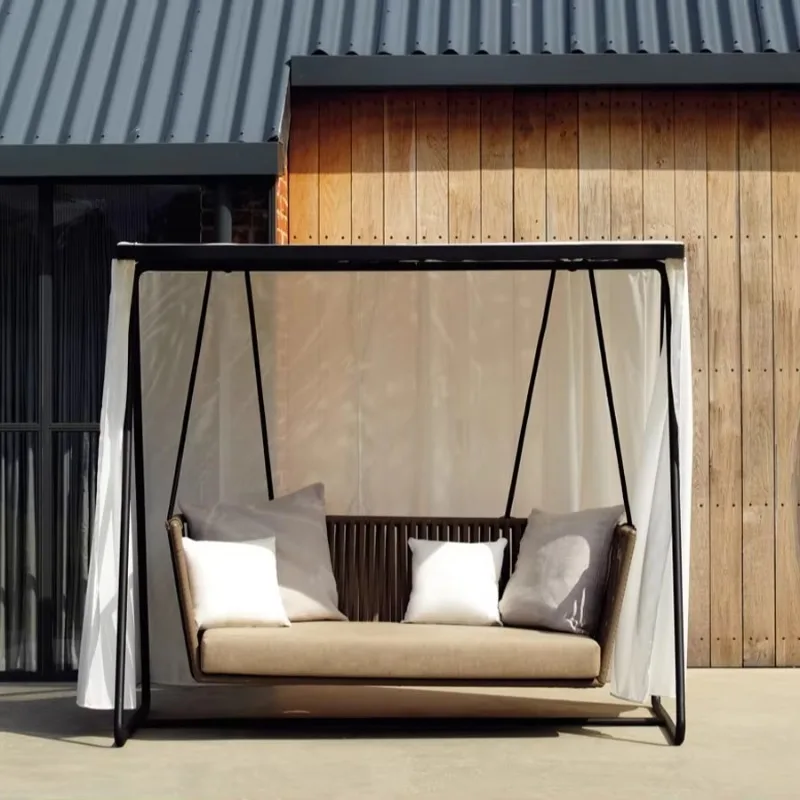 Double Hanging Basket Rattan Modern Rocking Chair Outdoor Swing Bird's Nest Cradle Chair for Courtyard Balcony Home