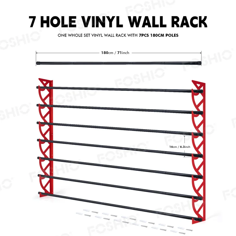 

Foshio Wall Mount 7 Accommodates Vinyl Packaging Bracket Storage Rack with Rod