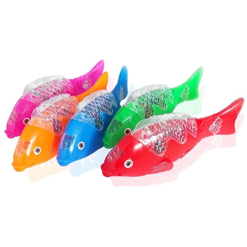 Electronic Fish LED Dancing Fish Toy w/ Flashing Light Music Stage Props Summer Play Toy Glow at Dark Kids Gift