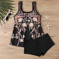 Floral Printed Tankini Set Women 2026 Two Piece Swimsuit Short High Waist Swimwear Female Bathing Suit Beachwear Swimming Summer