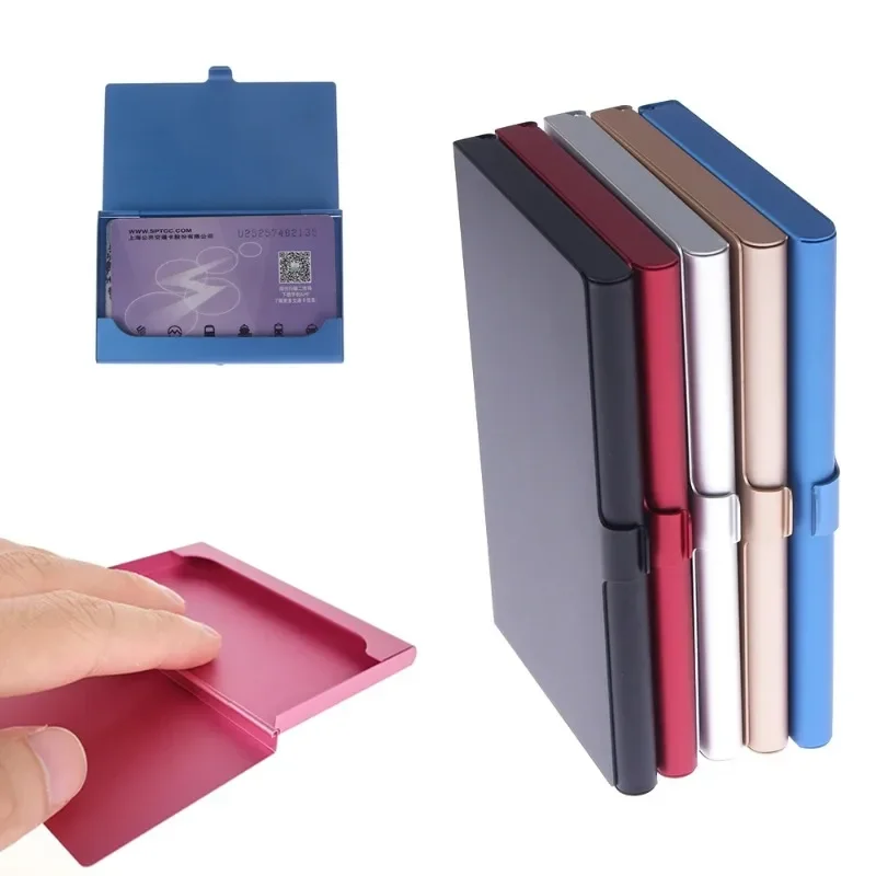 Metal Card Holder Box Aluminum Business Card Postcard Storage Case Portable Large Capacity Card Container for Men and Women