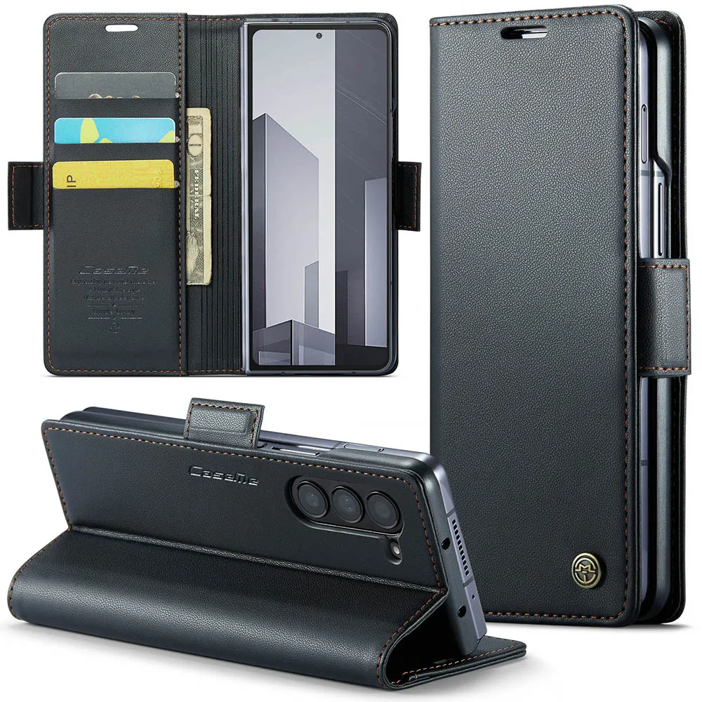 Magnetic Flip Leather Wallet Phone Case Samsung Z Fold5/6/7/8 Wide Card Slot Shockproof Full Protection Foldable Cover