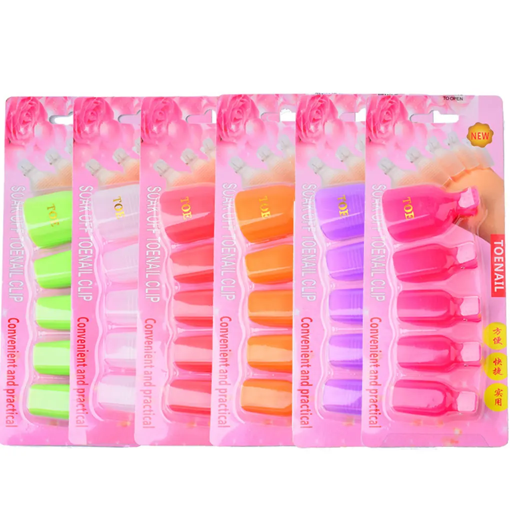 5Pcs plastica piede Toe Nail Remover Nail Art Soak Off Cap Clip UV Gel Polish Remover Wrap Tool set