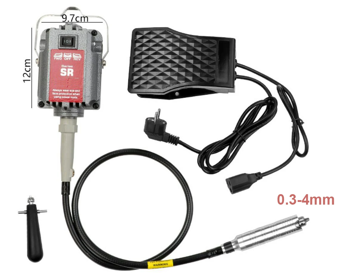 SR طاحونة عمود مرن معلق Flexshaft مطحنة المجوهرات الكهربائية طحن أدوات تلميع ستبليس سرعة حجر الخشب الرملي القلم