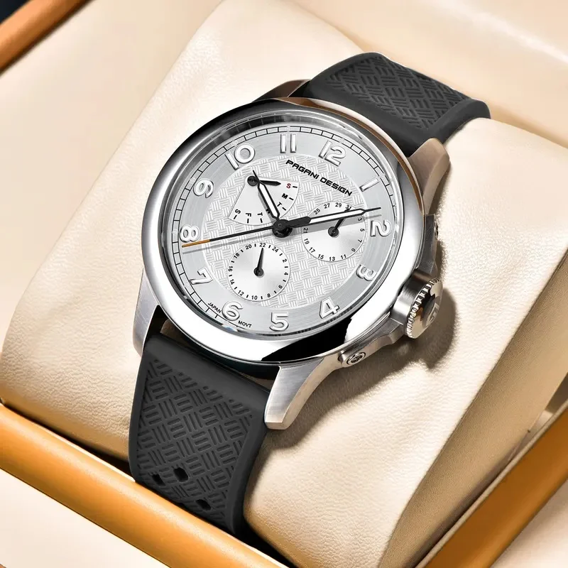 Pagani Design Man Watch 40mm Japan TMI VH88 Movt Sapphire Crystal Calendar 24 Hours 100M Waterproof Quartz Wristwatch Reloj Homb