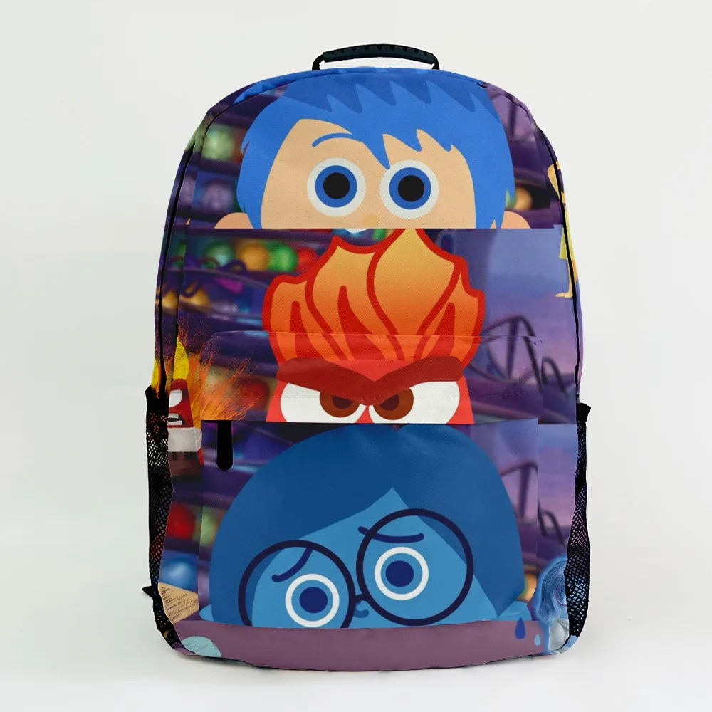 Mochila de lona estampada Disney para meninos e meninas, grande capacidade, mochila dupla, ao ar livre, do avesso, 2