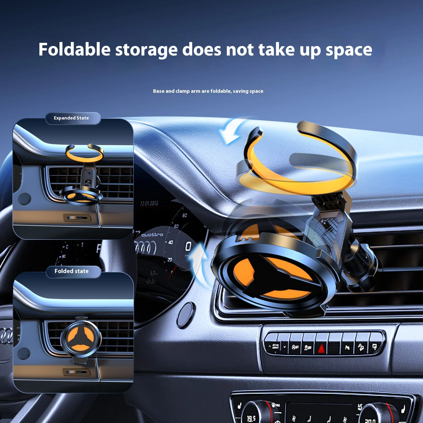1 ud. Acqua Di Parma Accesorios para Coche: Portavasos y Cenicero Plegable Multifuncional de ABS Duradero con Montaje en Rejilla de Ventilación para Café