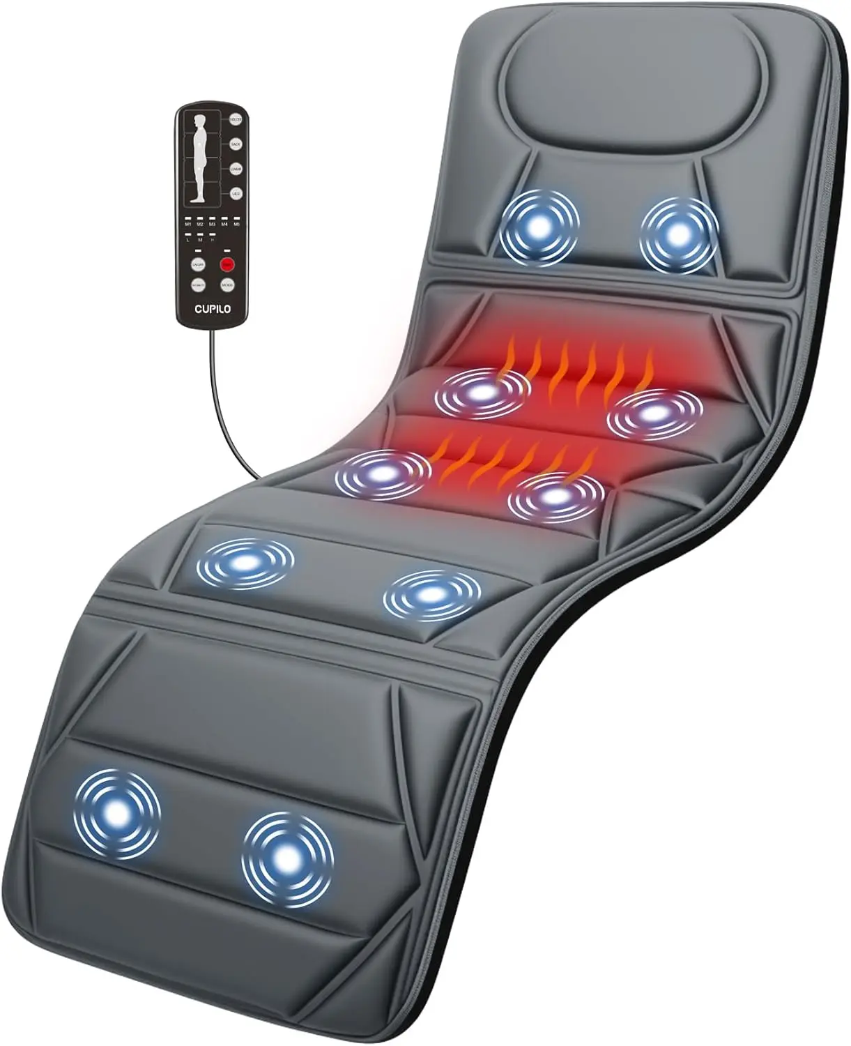 

Full Body Massage Mat with Heat & Vibration, 10 Motors for Back Pain Relief, Adjustable Settings, Foldable Design
