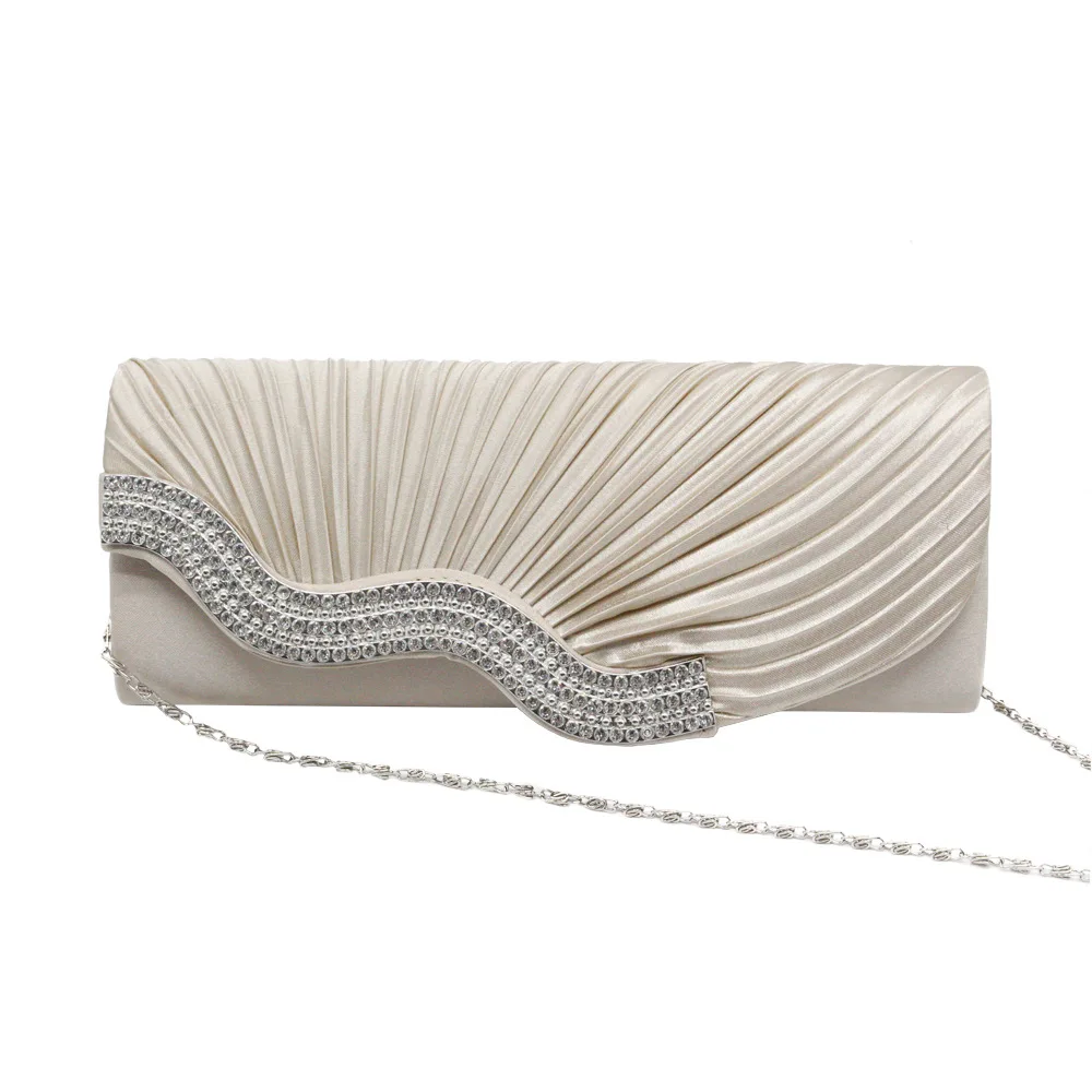 

Fashion Shiny Evening Clutch Bag for Women's Wedding Party Banquet Female Crystal Day Long Purse Chain Diamond Shoulder Bag