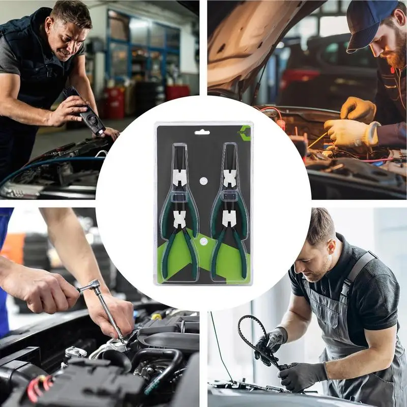 Snapring Pliers Set 4 Pieces Internal Circlip Pliers With Bent Jaw Retaining Removal Tool Steel Clamps Accessories With Straight