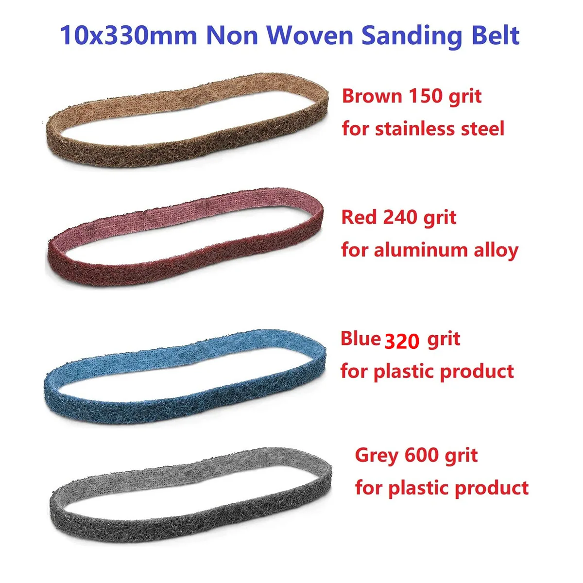 1/2/5/10 個 10x330mm 研磨ストリップテープ不織布サンディングベルト 150/240/320/600 ファイルポリッシャー研磨バンドストライピング
