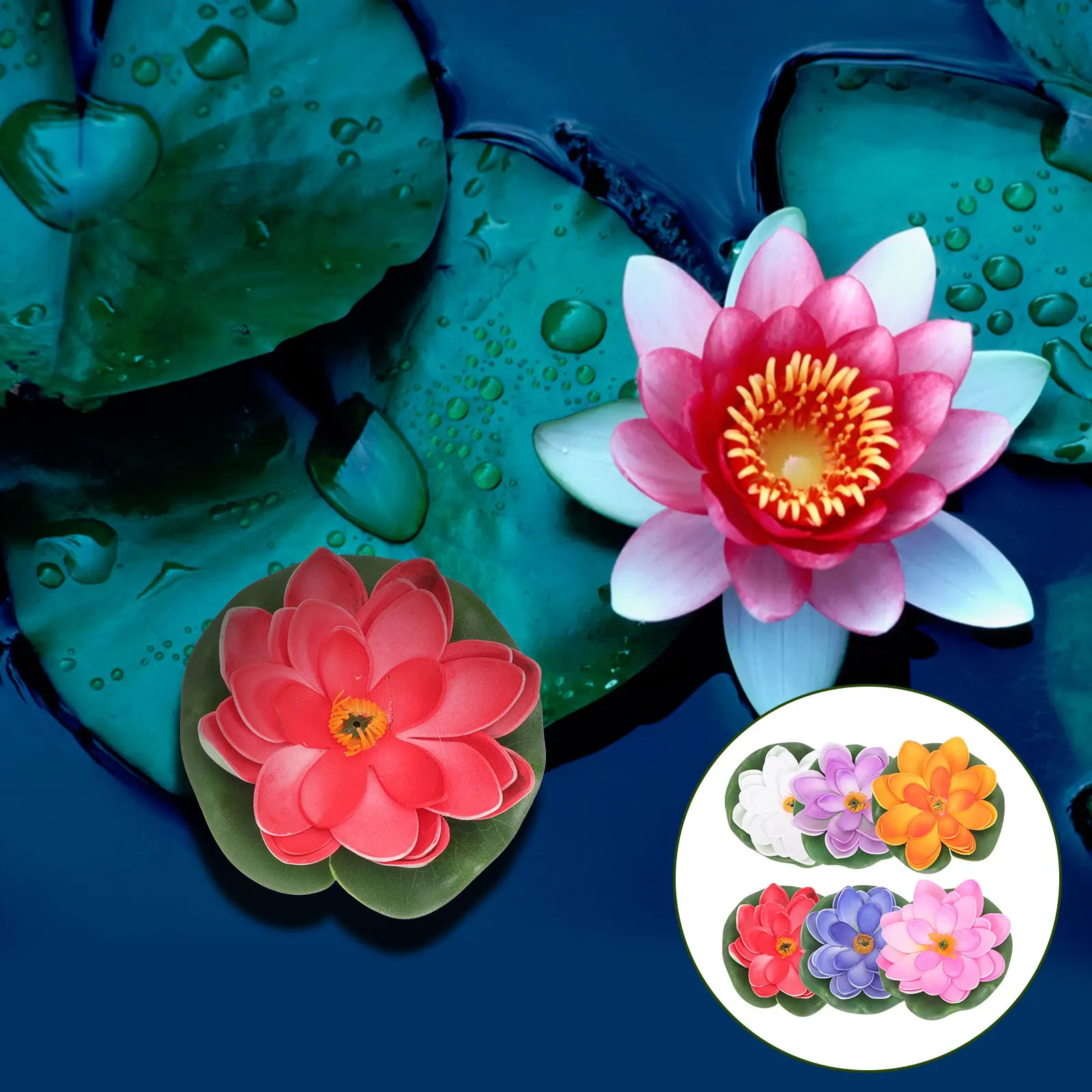 

6Pcs Simulated Lotus Flowers Eva Floating Pond Decorations Artificial Water Lilies Aquarium Landscape Home Decor