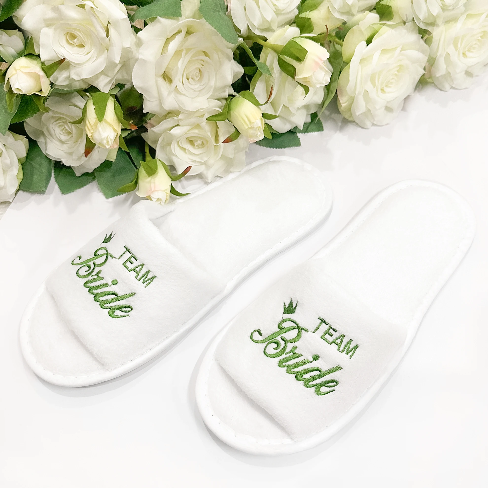 Bridal Party Slippers Set, With Embroidery, Lightweight Cozy Soft Sole Flats, for Brides, Bridesmaids, Guests & Bachelorettes image 4