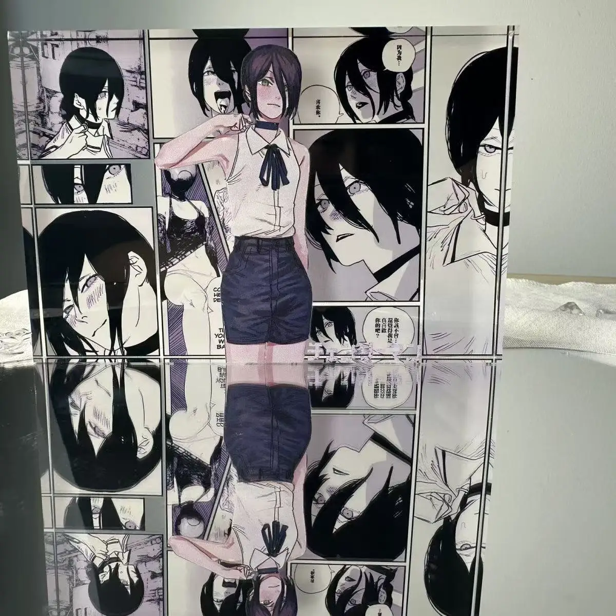 أنيمي بالمنشار رجل Reze الاكريليك الطوب سطح المكتب زخرفة الكرتون الشكل شفافة الاكريليك سطح المكتب الديكور لعب الصبي الهدايا #3