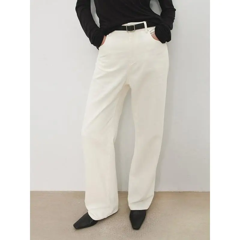 

Maxdutti Fashion Elegant Staright Jean Cotton Linen Denim Pants Jeans Women's Jeans Women's Denim Pants Minimalist Woman Clothes