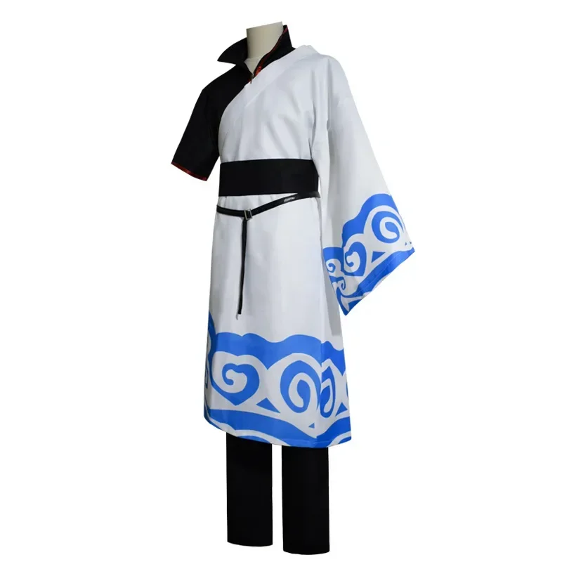 Anime Gintama Sakata Gintoki Costume Cosplay Kimono vestito uomo uniforme vestito mantello top pantaloni Set Costume di Halloween