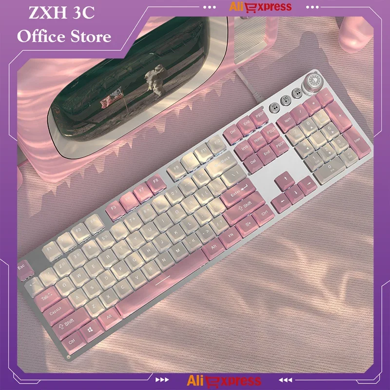 

Tk930 Wired Mechanical Keyboard Mouse Set Full Key Non Impact Female Gaming Electronic Sports Office Typing Computer Peripherals