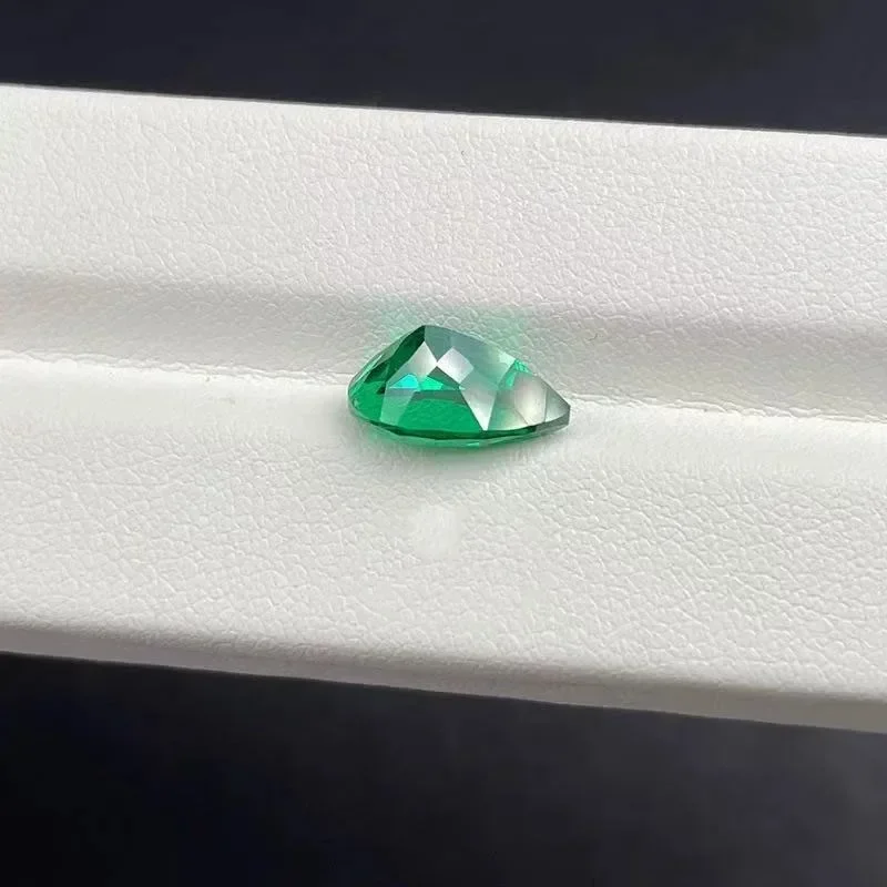 Lab Grown Zambian Emeralds Pear Shape Hydrothermal Hand Cutting Cut with Cracks Inclusions Inside Selectable AGL Certificate