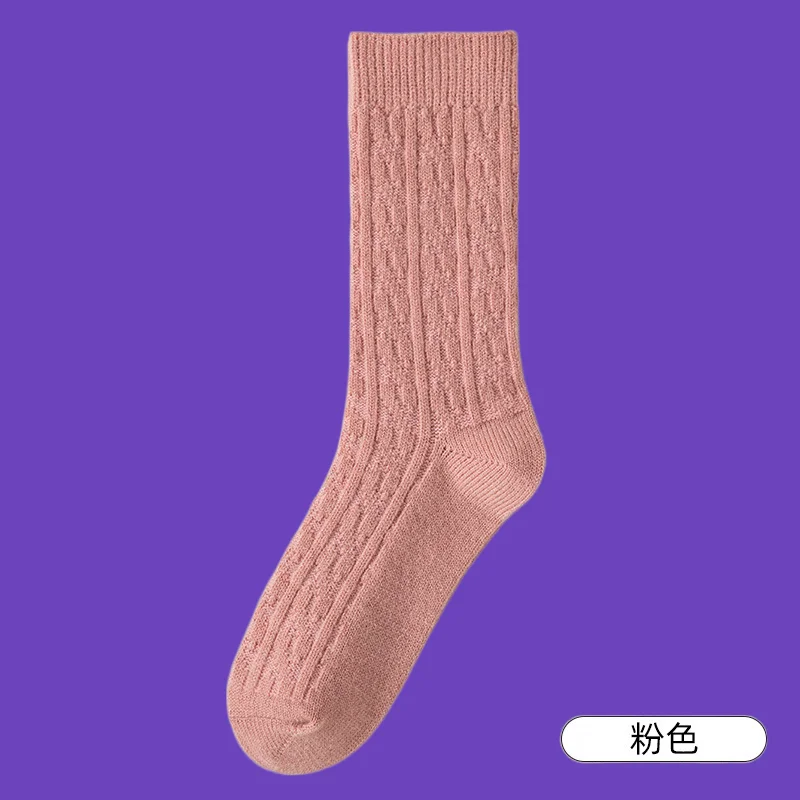 

3/6 Pairs 2024 Socks Women Winter Thick Warm Socks Spring and Autumn Solid Color Plus Velvet Sleeping Twisted Wool Stacked Socks