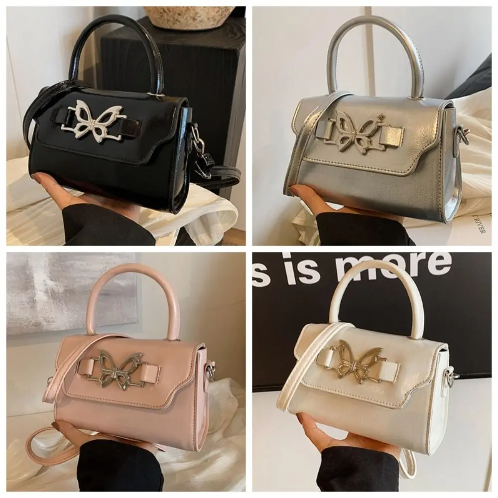 Tas bahu kupu-kupu kulit elegan tas selempang PU gaya Korea persegi tas Messenger tas tangan indah Harajuku wanita