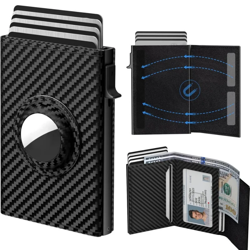 Minimalist Men's AirTag Wallet RFID Credit Card Holder Men Purse Pop Up Multi Cards Slot Slim Thin Small Short Walet
