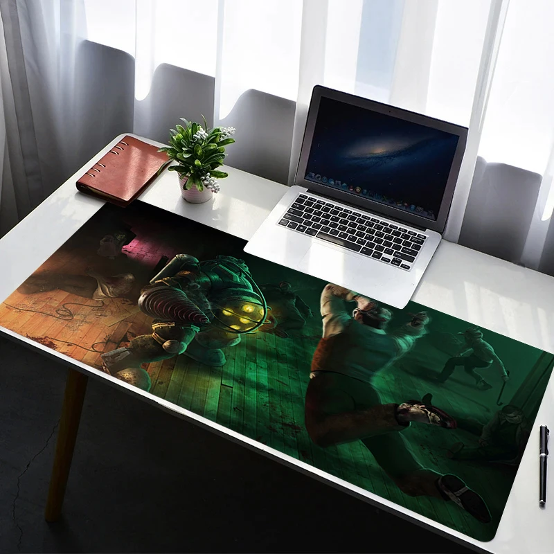 Anime Deskmat XXL Laptop Locking Edge Table Mat Rubber Gaming Mouse Mat B-Bioshocks Keyboard Carpet Mouse Pad Office Pc Deskmat