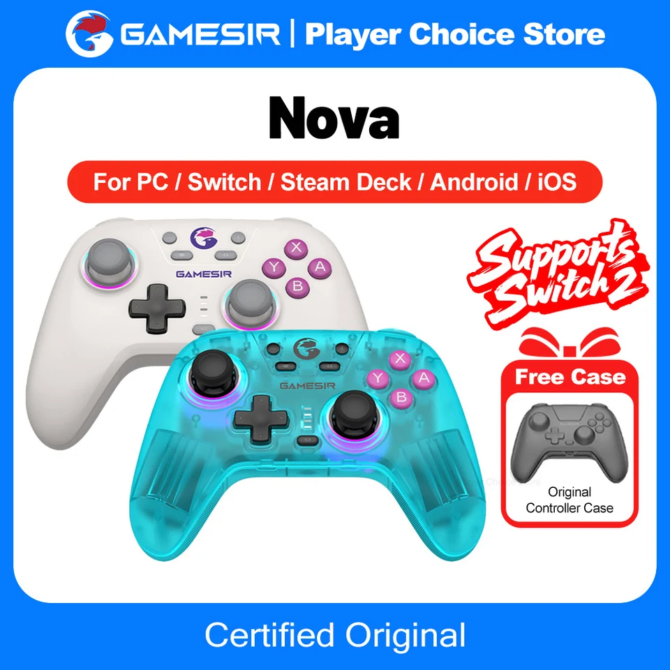 GameSir Nova Gamepads para PC y Nintendo Switch 2 Control con Joysticks Hall Effect para Switch OLED Lite Windows iOS Android Control