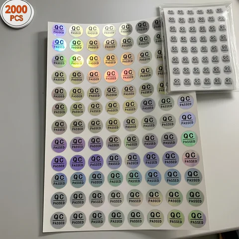 Stickers Hologram QC Passed Stickers 1cm 2000 Pcs Hologram QC Pass Stickers for Warehouse Inventory Quality Control Check Tested Pass Approval