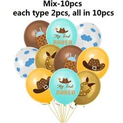 10pcs Western Cowboy Balloon Set, 12 inch Latex Balloon,Birthday Party Decoration,My First Rodeo Balloon