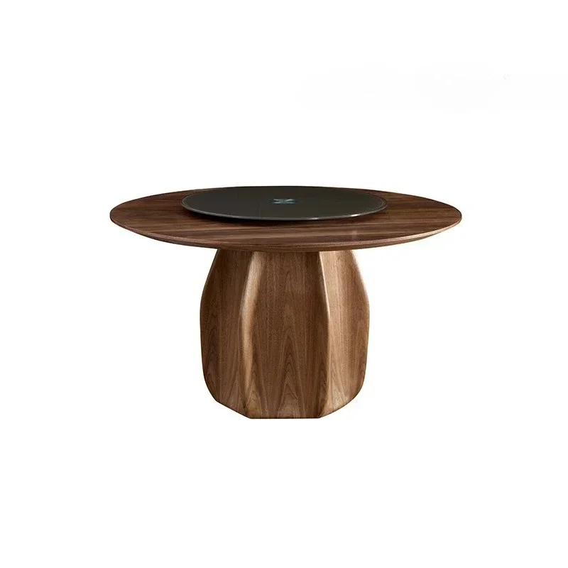 

Light Luxury Large Apartment round Dining Table Designer Home Living Room Wooden Dining Table Solid Wood