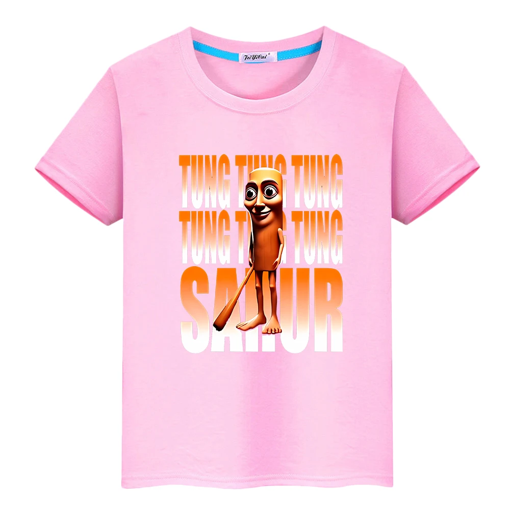 تي شيرت للأطفال الأولاد 10 سنوات تونغ تونغ ساهر طباعة 100% قطن لطيف بلايز كارتون الهالوين تيز y2k أنيمي ملابس أطفال قصيرة فتاة