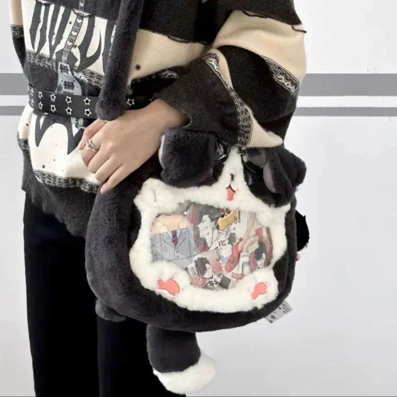 Shepherd Dog Itabag Embroidery Backpack Plush Cartoon Dog Bag Jk Lolita Soft Cute Transparent Zipper Single Shoulder Student Bag