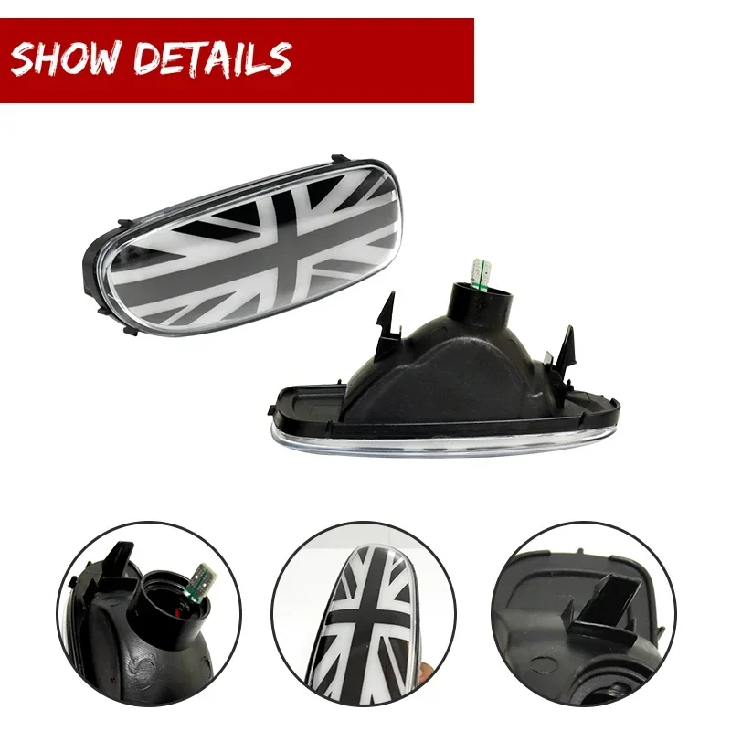 For MINI Cooper JCW R56 R57 R58 R59 Union Jack Design Red LED Car Rear Bumper Reflector Running Lights Rear Fog Lights 12V