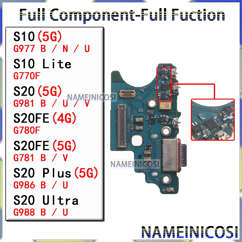 Usb Dock Charger Port for Samsung Galaxy G977 G981 G986  G988 G970 S10 Lite S20 Fe Plus Ultra G780 B N U V Charging Board Module