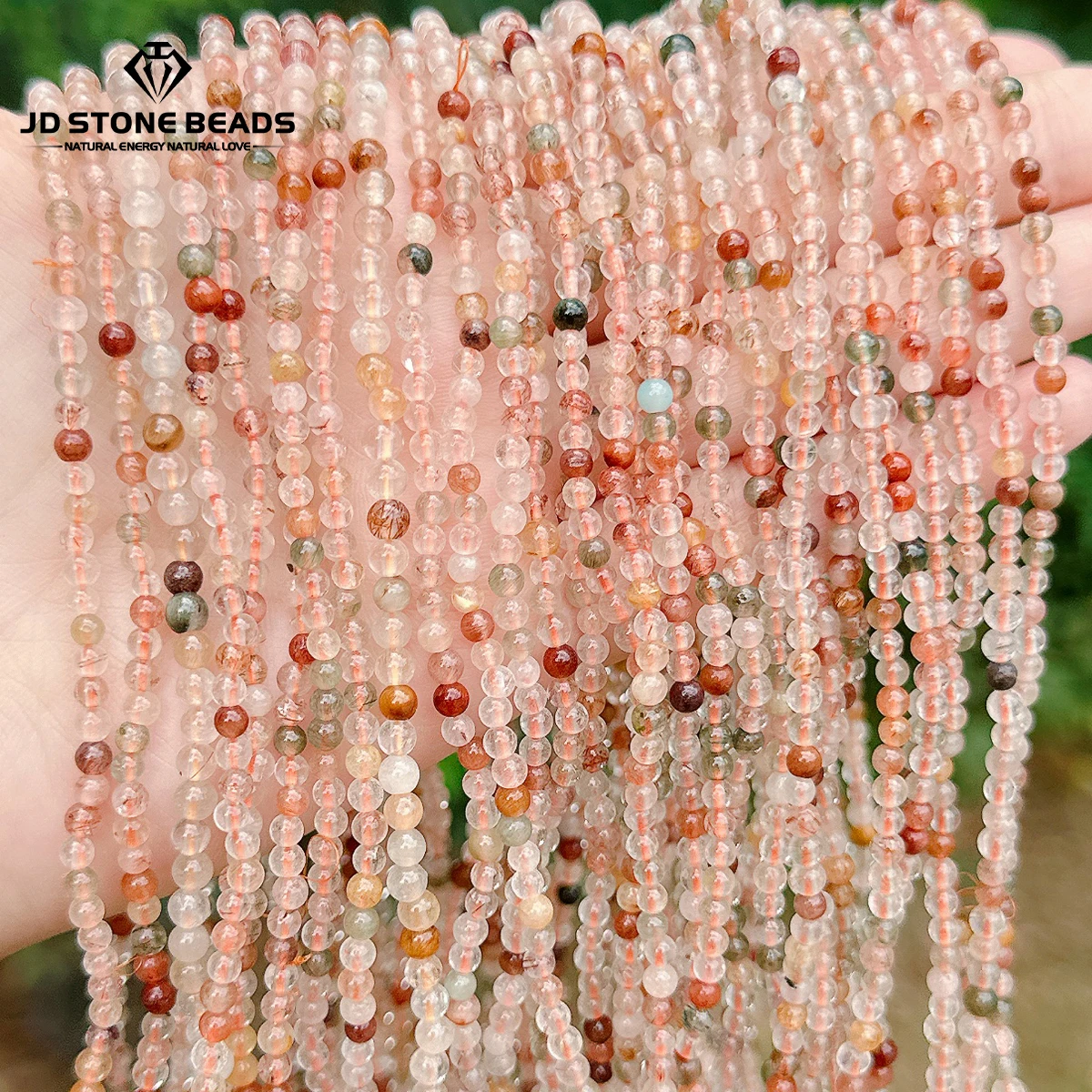 

1A Natural Stone Mixed Rutilated Quartz Bead 3mm Small Round Loose Spacer for Jewelry Making DIY Bracelet Necklace Accessory