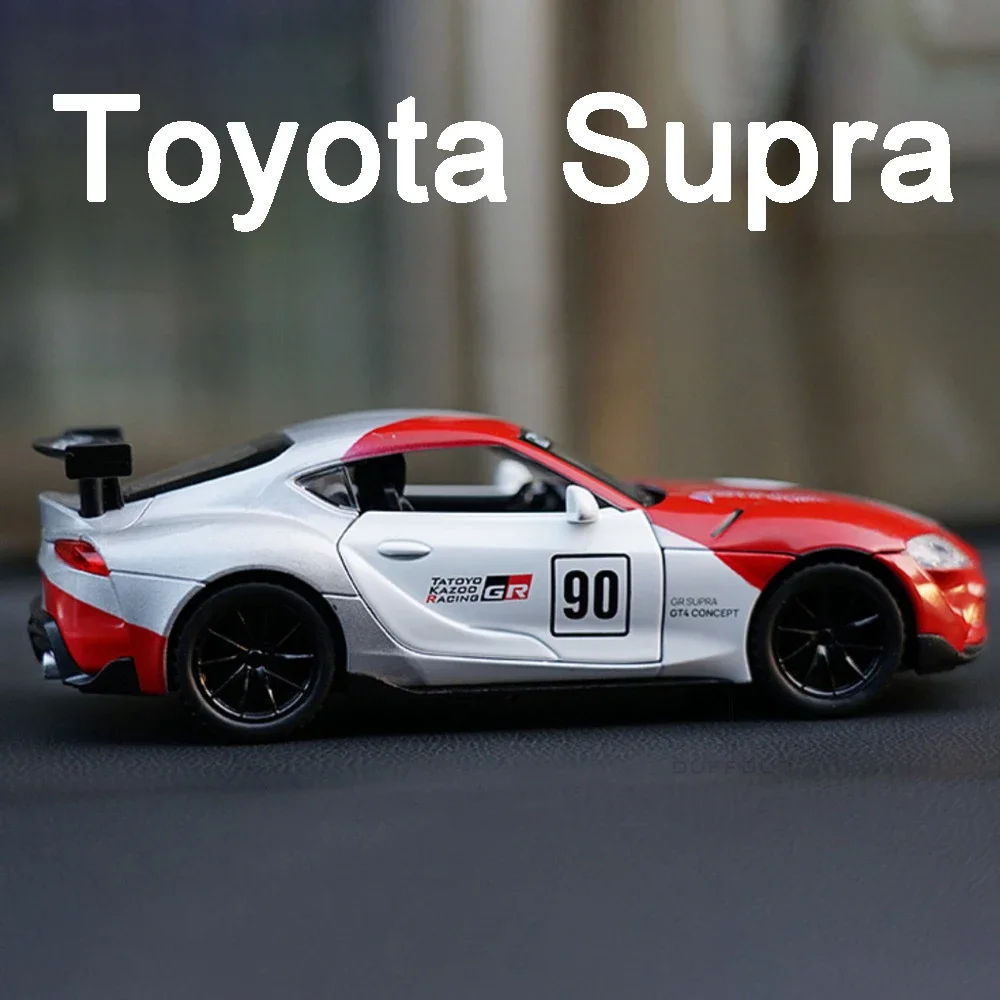 1/32 Toyota GR Supra Pandem Track Version Alloy Diecasts Toy Car Models With Light 4 Doors Opend Collectable Gifts For Children