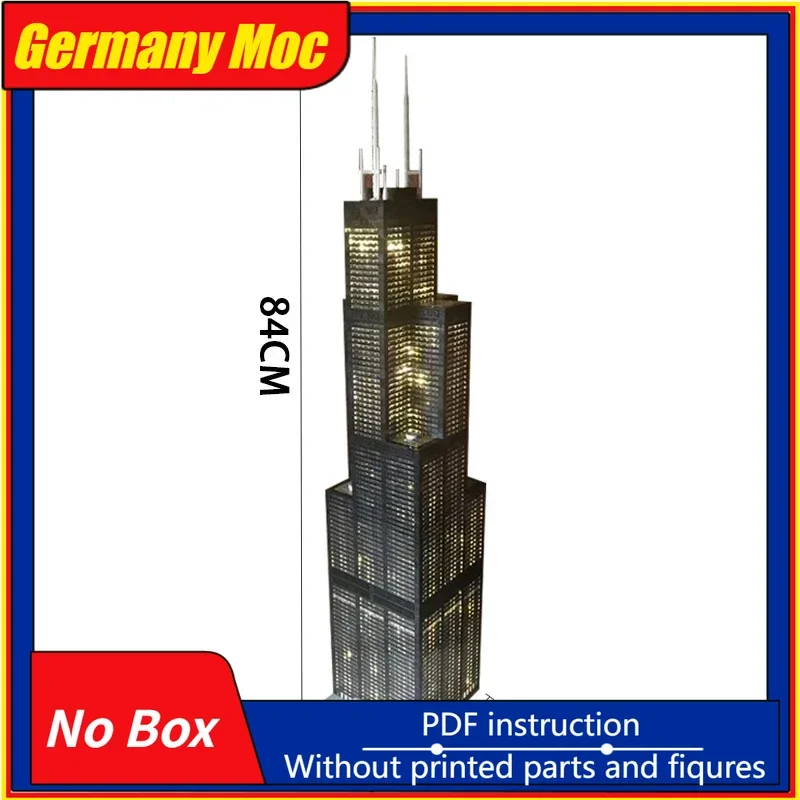 

Модель Willis Tower Moc, строительные кирпичи, Chicago Urban Street View, технология, модульные блоки, подарок, рождественские игрушки, наборы «сделай сам», сборка