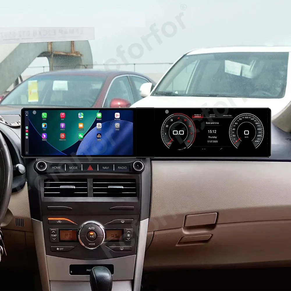 Car GPS Navigation For Toyota Corolla 2007-2013 Android 13 CarPlay Qualcomm Dual 12.3 Inch Screen Radio Audio Stereo Head Unit