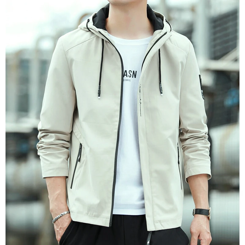 Bomber Jackets 2024 Men's Windbreaker Zip Coat Hooded Spring Autumn Casual Work Jacket Fashion Sports Outdoor Adventure Jacket