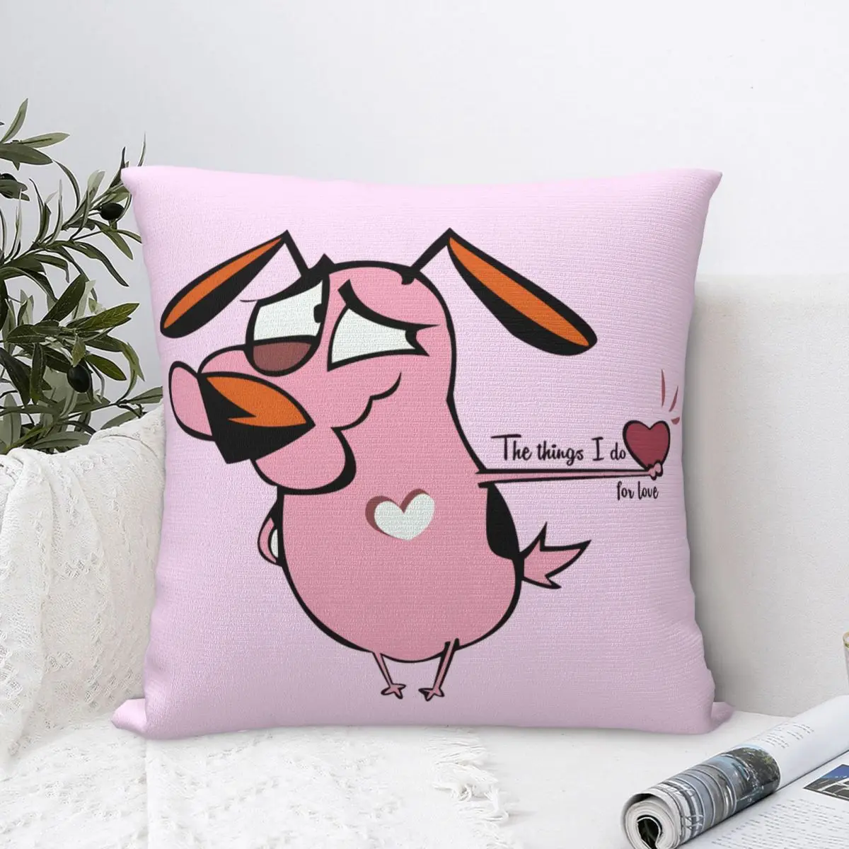 C-Courages Cowardly Dog Cute Pillowcase Double-sided Printing Polyester Cushion Cover Gift Pillow Case Cover Home Zippered 45*45