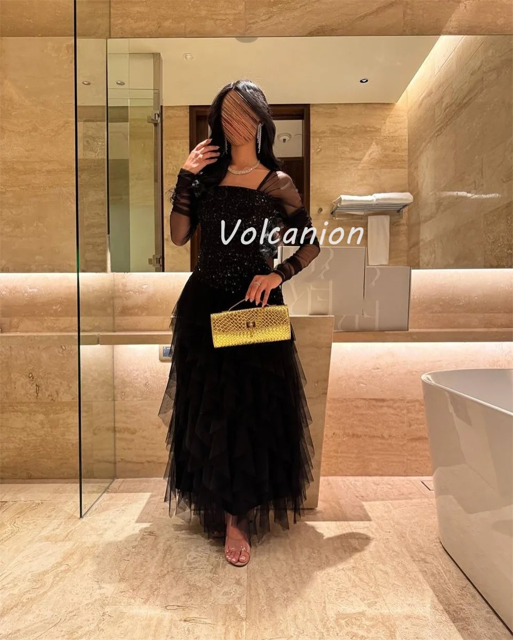 ที่กําหนดเองคุณภาพสูงที่ซับซ้อน Tulle ประดับด้วยลูกปัด A-Line สแควร์คอข้อเท้าความยาวชุด Bespoke โอกาสอย่างเป็นทางการ