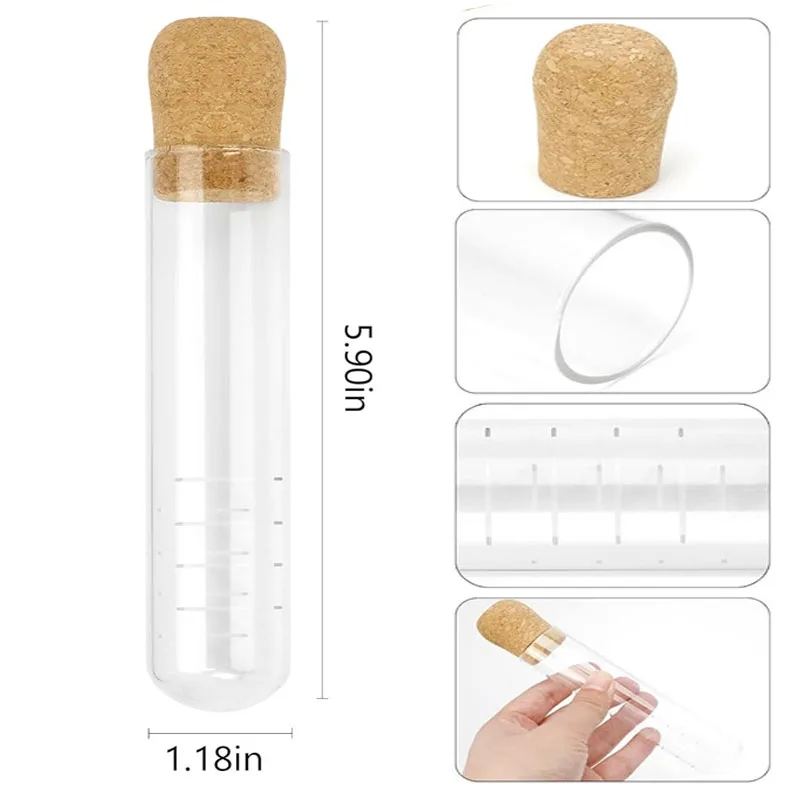 Glass Tea Infusers for Loose Tea Long Leaf Tea Steeper Filters Glass Tube Tea Steeper with Cork for Tea Flower Cups Mugs Teapots