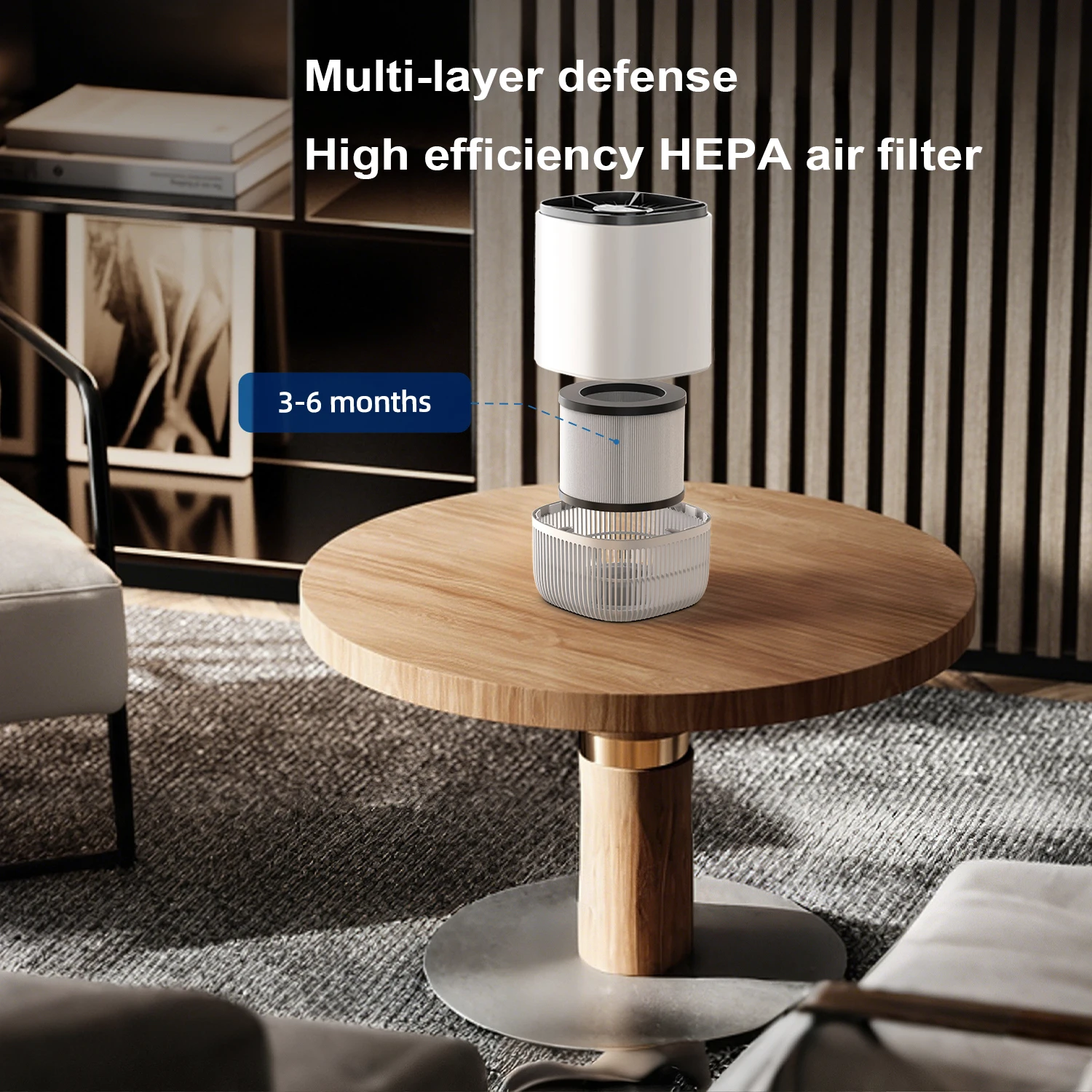 Purificadores de aire AROEVE para cobertura de habitaciones, limpiador de filtración de hasta 215 pies cuadrados, elimina el olor a humo, el polvo, la caspa de mascotas para la oficina y el hogar