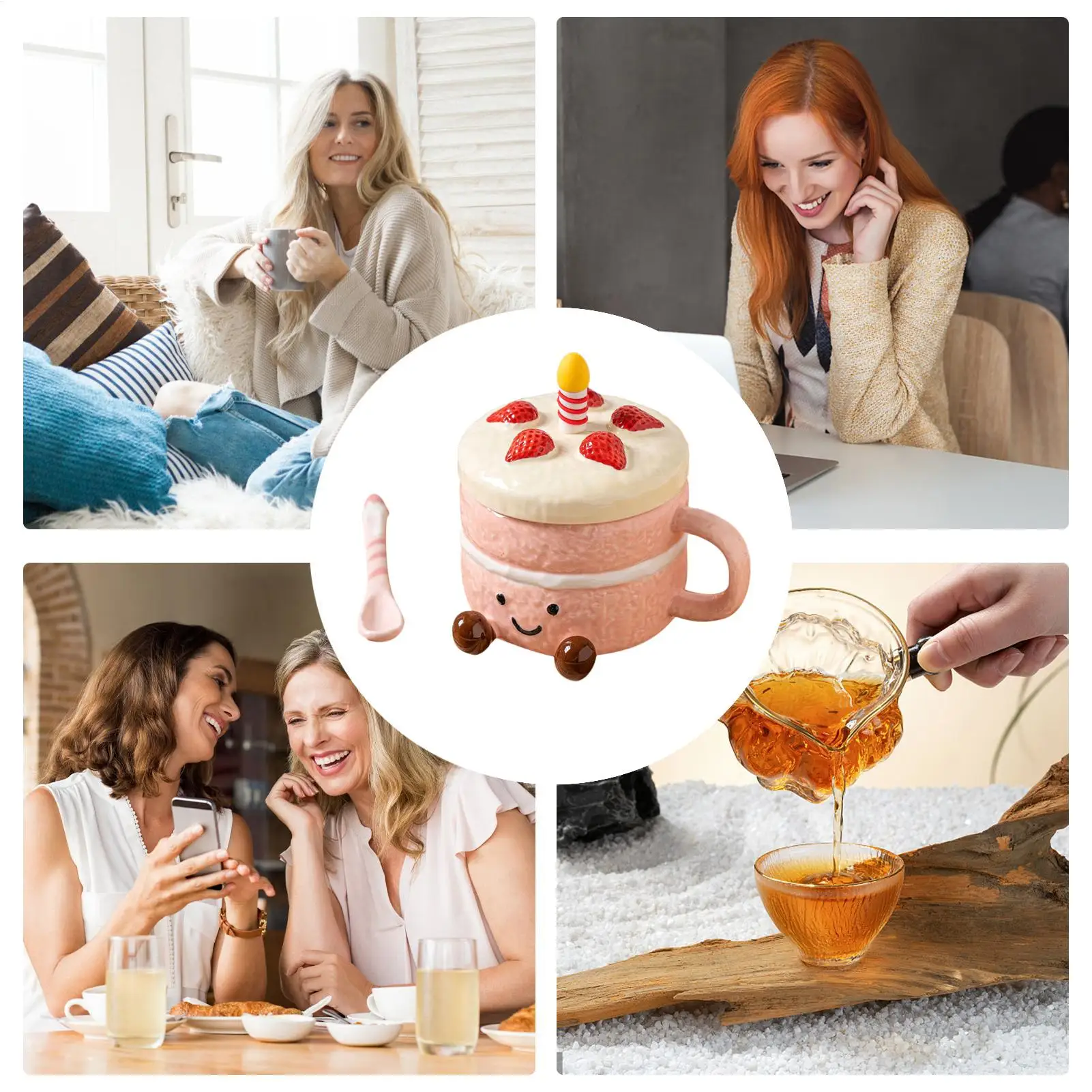 

Funny Mugs Cute Aesthetic Drinkware Cake Shaped Aesthetic Mug Tea Cup For Women Christmas Birthday Valentines Day Home Office