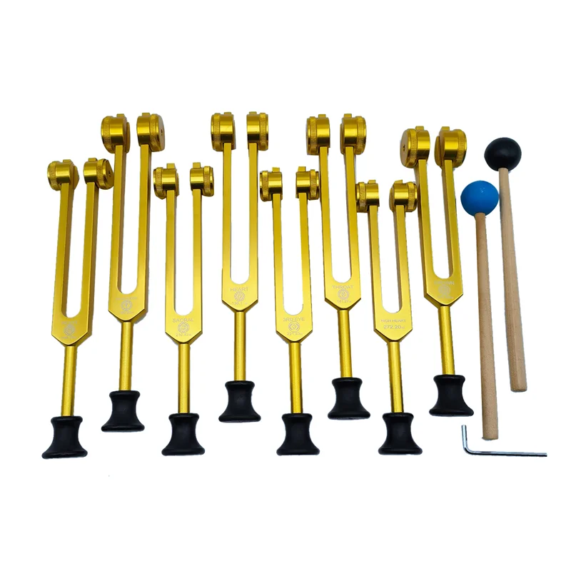 

A22I Tuning Forks Set for Healing,Sound Therapy(126.22 Hz,136.1 Hz,141.27 Hz,172.06 Hz,194.18 Hz,210.42 Hz,221.23Hz) Gold