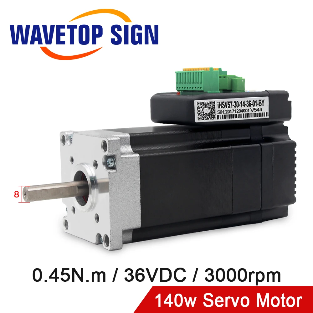 WaveTopSign JMC Nema23 140W 0.45N.m 3000rpm Motor Servo Integrado con Controlador 36VDC 6A iHSV57-30-14-36 para Máquina de Grabado CNC