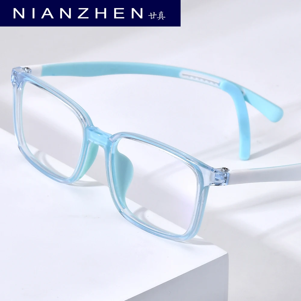 NIANZHEN Ultralight TR90 Children's Eyeglass Frames Square Glasses Adjustable Kids Silicone Eyewear Girls Boys Spectacles 66132