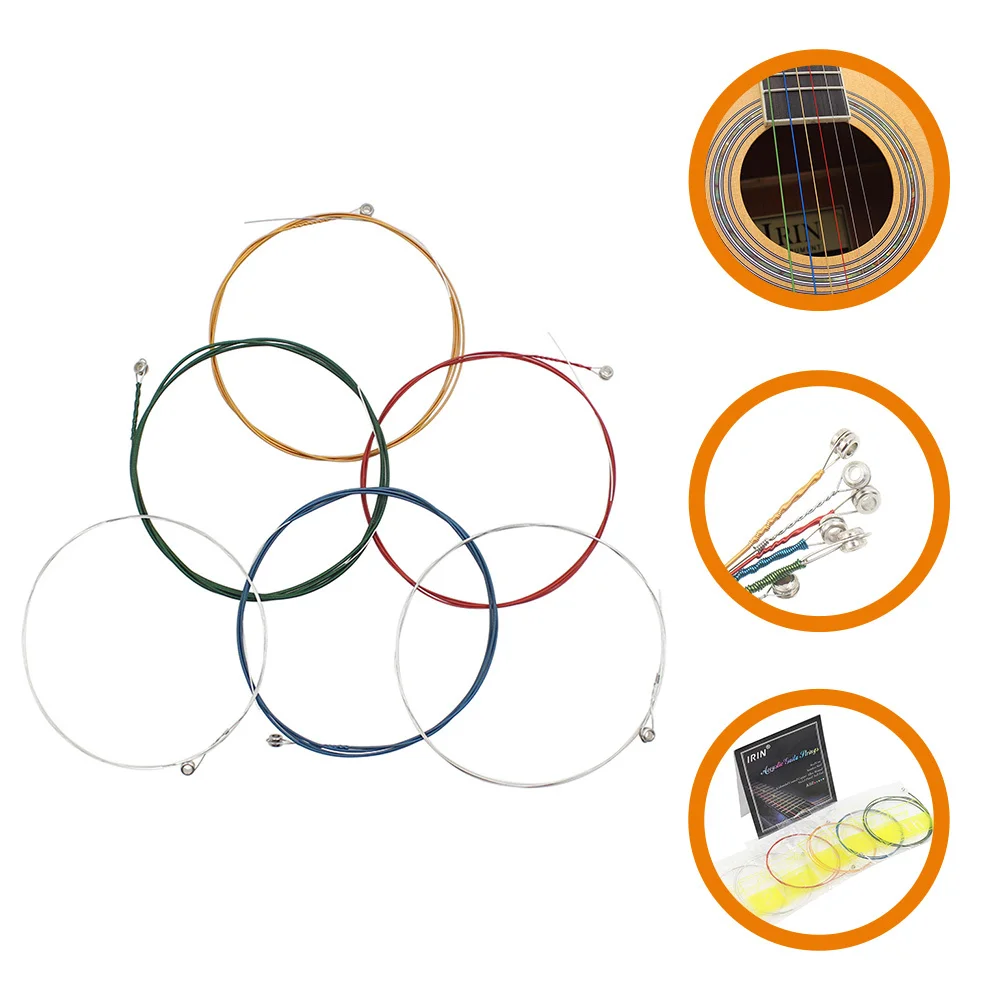 

1Set Guitar Strings Brass Alloy Durable Acoustic Set Colorful Folk Guitar Strings Replacement Bright Clear Sound