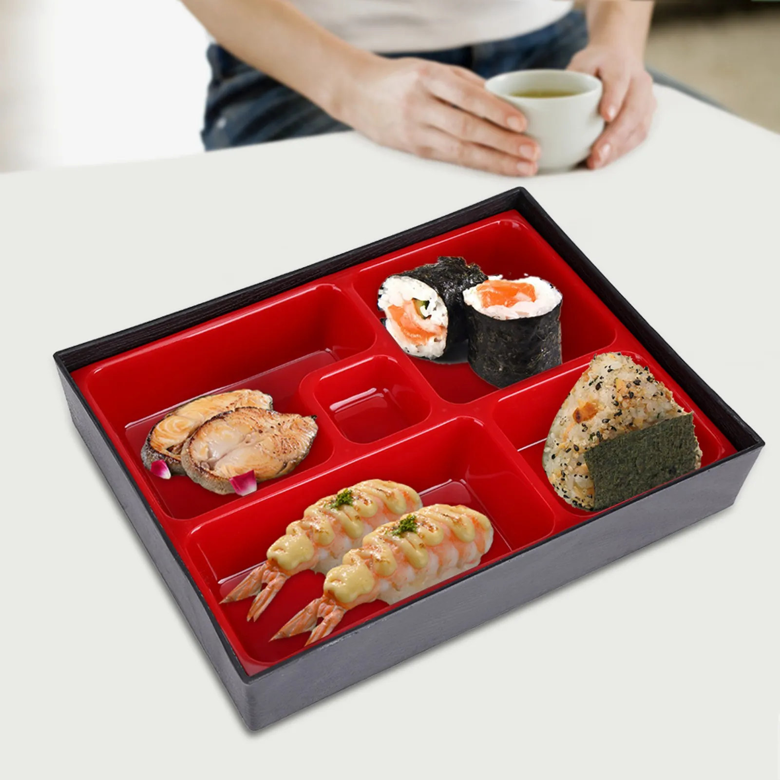 

Портативный Ланч-бокс Bento, пищевой контейнер в японском стиле, деревянный ящик для хранения, для офиса, пикника, бенто