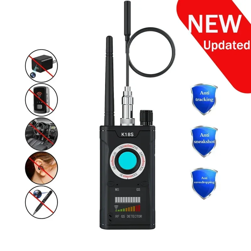 

K18S Upgrade RF Signal Hidden Camera Detector Anti Spy Candid Pinhole Micro Cam Scan Magnetic GPS Locator GSM Secret Bug Finder
